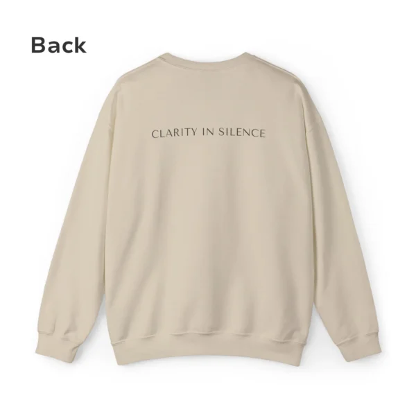 clarity in silence sweatshirt minimalist back design crewneck mindful zen gift for meditation