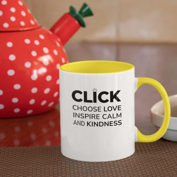 click choose love inspire calm kindness accent mug | positive affirmation coffee cup | mindful self care & kindness gift