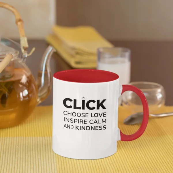 click choose love inspire calm kindness accent mug | positive affirmation coffee cup | mindful self care & kindness gift