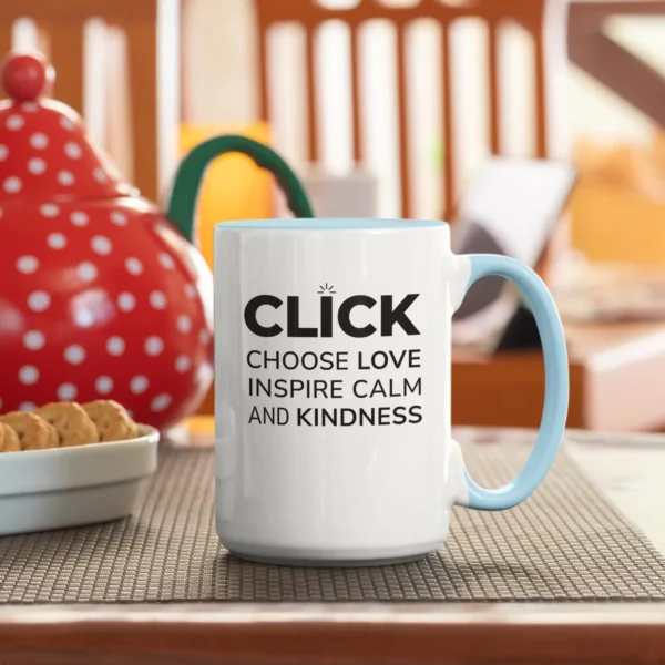 click choose love inspire calm kindness accent mug | positive affirmation coffee cup | mindful self care & kindness gift