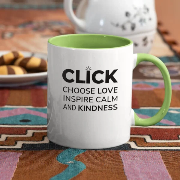 click choose love inspire calm kindness accent mug | positive affirmation coffee cup | mindful self care & kindness gift