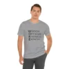 woke acronym t shirt | wisdom optimism kindness empathy | black text on short sleeve light tee
